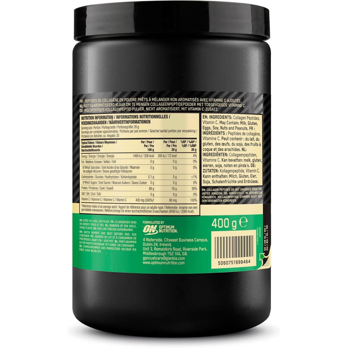Optimum Nutrition - Collagen Peptides Powder 400g Dose Unflavoured