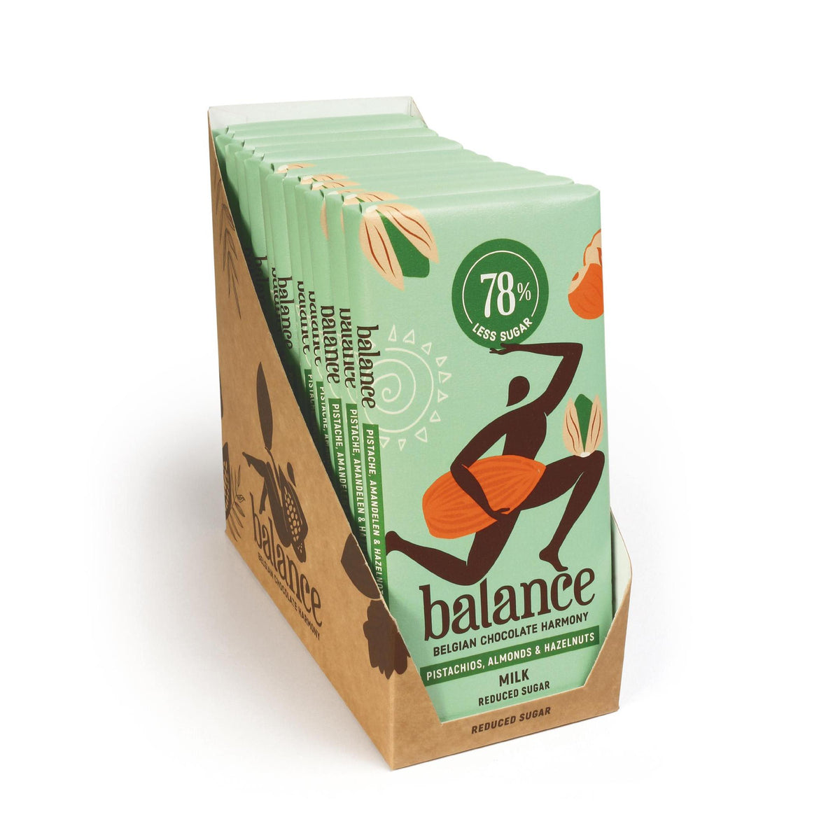 Balance - Belgische Schokolade mit 78% - 99% weniger Zucker 12 x 100g Tafel