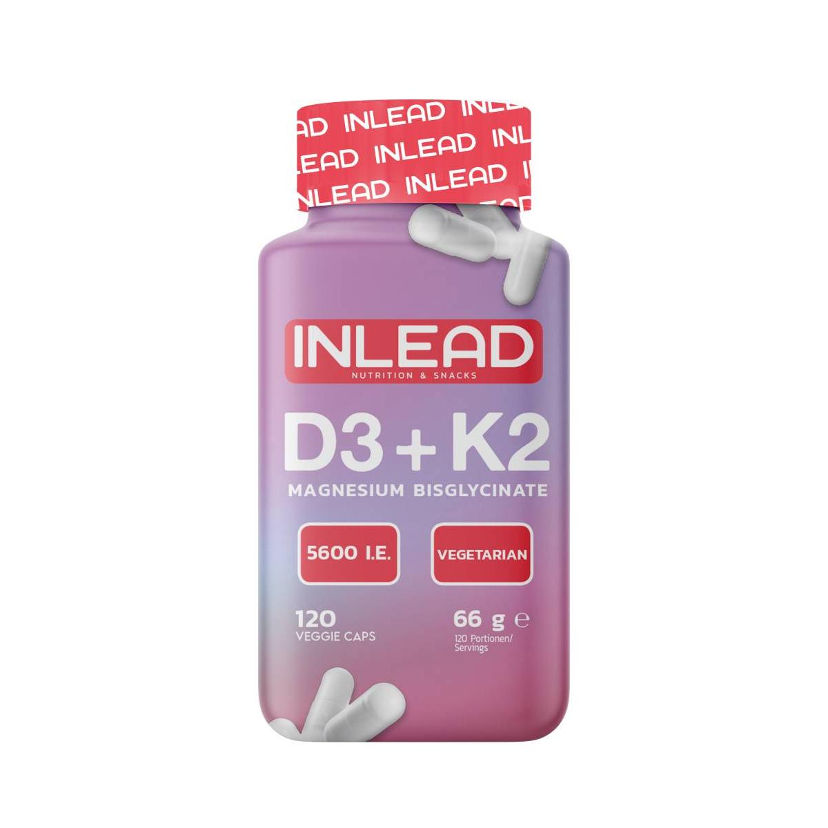 Inlead - Vitamin D3 + K2 + Magnesium vegan 120 Kapseln Dose